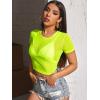 imageFloerns Womens Sheer See Through Mock Neck Star Pattern Mesh Blouse Tops without BraLime Green