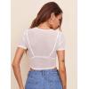 imageFloerns Womens Sheer See Through Mock Neck Star Pattern Mesh Blouse Tops without BraWhite Solid