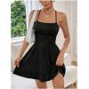 imageFloerns Womens Summer Ditsy Floral Backless Tie Back Sleeveless Cami Mini DressBlack Solid