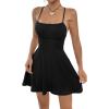 imageFloerns Womens Summer Ditsy Floral Backless Tie Back Sleeveless Cami Mini DressBlack Solid