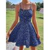 imageFloerns Womens Summer Ditsy Floral Backless Tie Back Sleeveless Cami Mini DressDeep Blue