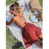 imageFloerns Womens Summer Ditsy Floral Backless Tie Back Sleeveless Cami Mini DressRed