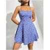 imageFloerns Womens Summer Ditsy Floral Backless Tie Back Sleeveless Cami Mini DressSky Blue
