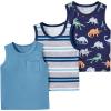 imageFloerns Boys 3 Pcs Sleeveless Crew Neck Pocket Casual Solid Tank TopBlue Dinosaur