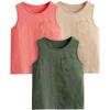 imageFloerns Boys 3 Pcs Sleeveless Crew Neck Pocket Casual Solid Tank TopGreen Beige