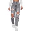 imageFloerns Womens High Waist Boyfriend Straight Leg Ripped Jeans Distressed Denim Pants GreyGrey