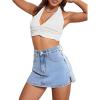 imageFloerns Womens High Waist Zipper Button Denim Shorts Jean Skort with PocketsLight Wash
