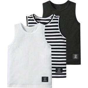 imageFloerns Boys 3 Pcs Sleeveless Crew Neck Pocket Casual Solid Tank TopBlack and White