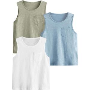imageFloerns Boys 3 Pcs Sleeveless Crew Neck Pocket Casual Solid Tank TopBlue Green Multi