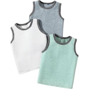 imageFloerns Boys 3 Pcs Sleeveless Crew Neck Pocket Casual Solid Tank TopBlue Green White
