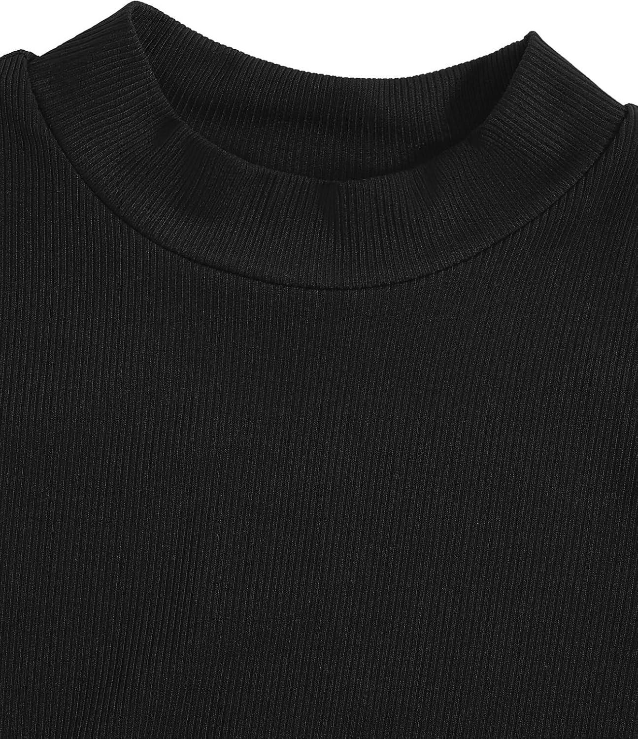 imageFloerns Girls 2 Piece Outfit Ruffle Trim Tee Top with Paperbag Waist Shorts SetBlack Green