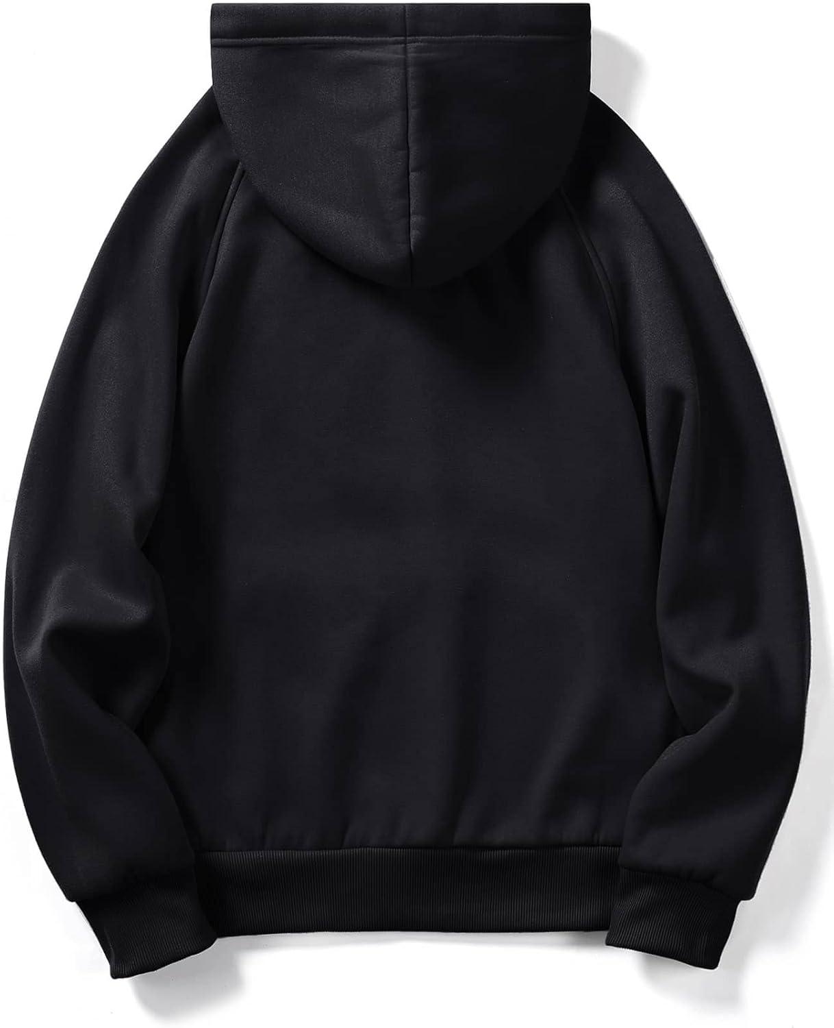 imageFloerns Mens Graphic Print Long Sleeve Drawstring Hoodie Pullover SweatshirtBlack