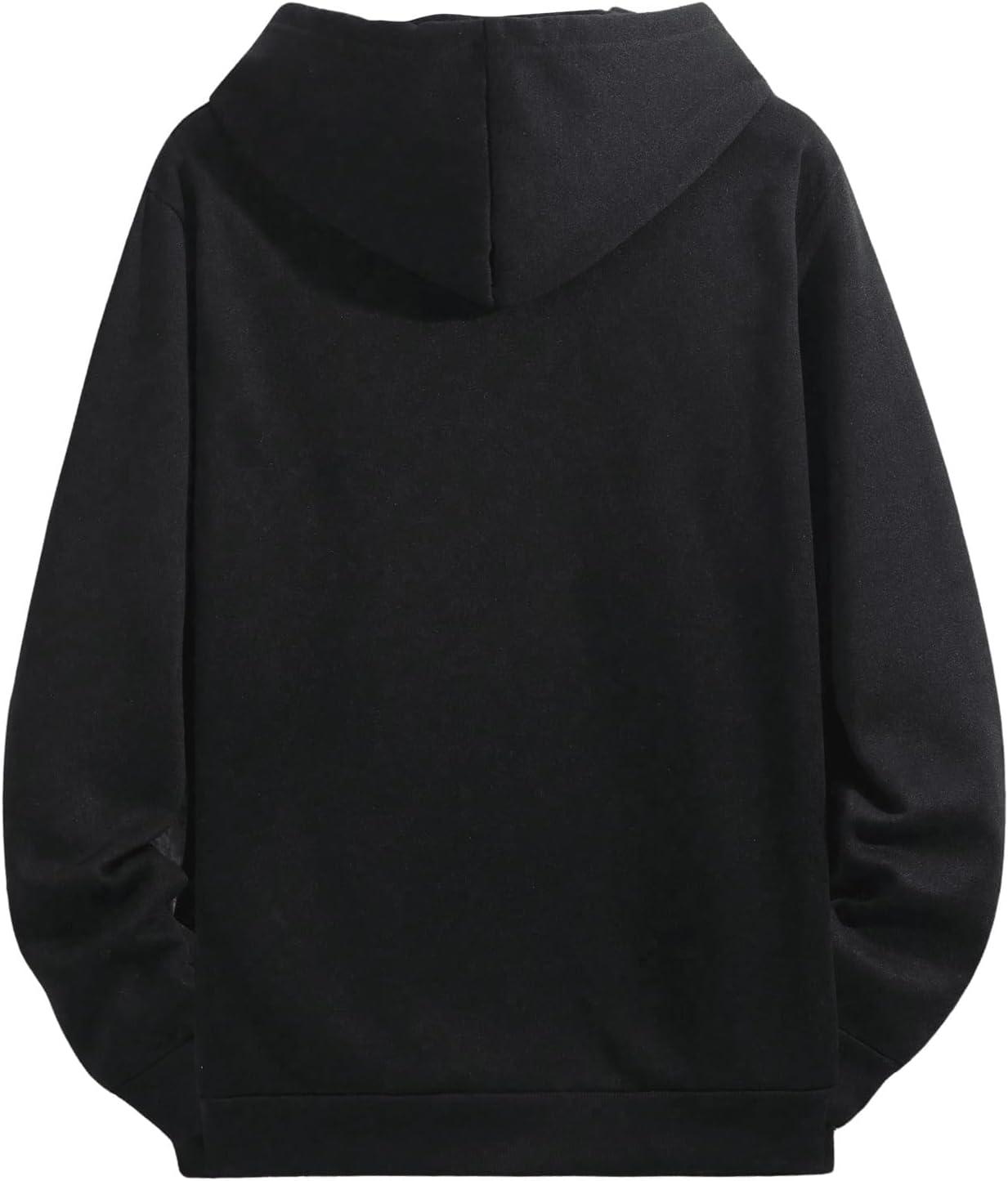 imageFloerns Mens Graphic Print Long Sleeve Drawstring Hoodie Pullover SweatshirtBlack Cross