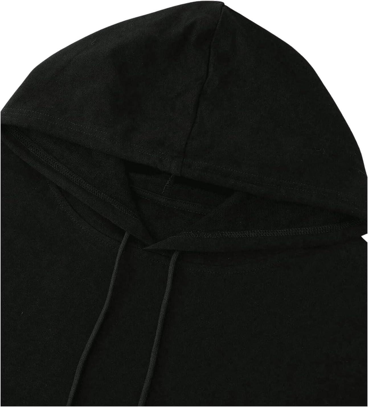 imageFloerns Mens Graphic Print Long Sleeve Drawstring Hoodie Pullover SweatshirtBlack White Wing