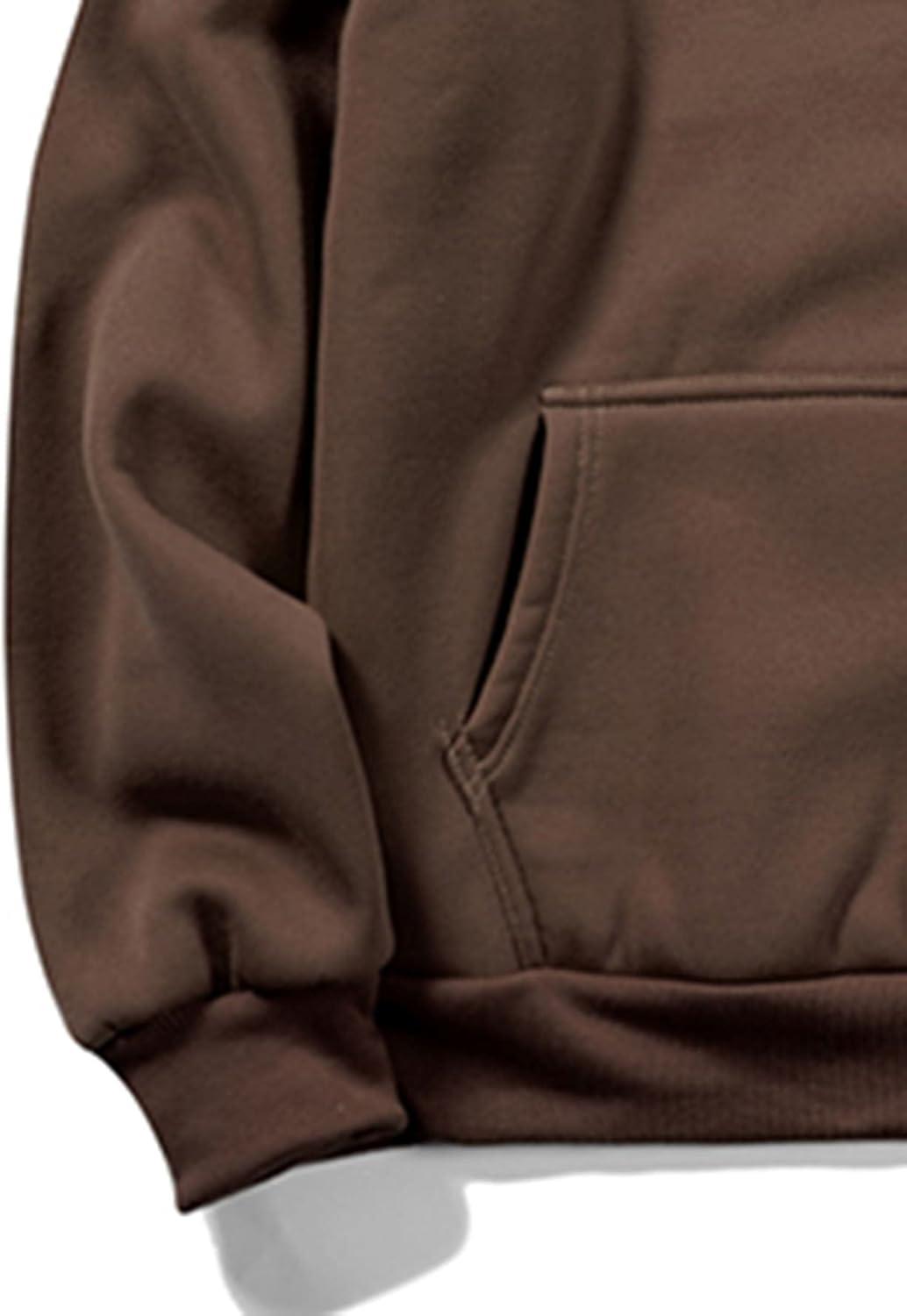 imageFloerns Mens Graphic Print Long Sleeve Drawstring Hoodie Pullover SweatshirtCoffee Brown