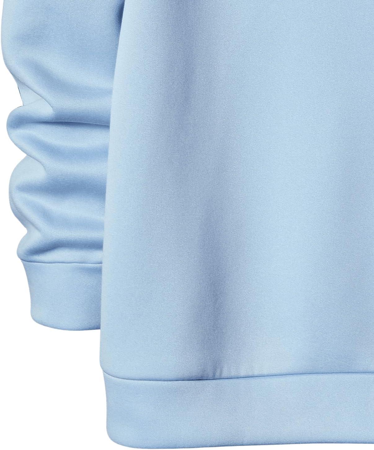 imageFloerns Mens Graphic Print Long Sleeve Drawstring Hoodie Pullover SweatshirtLight Blue Letter