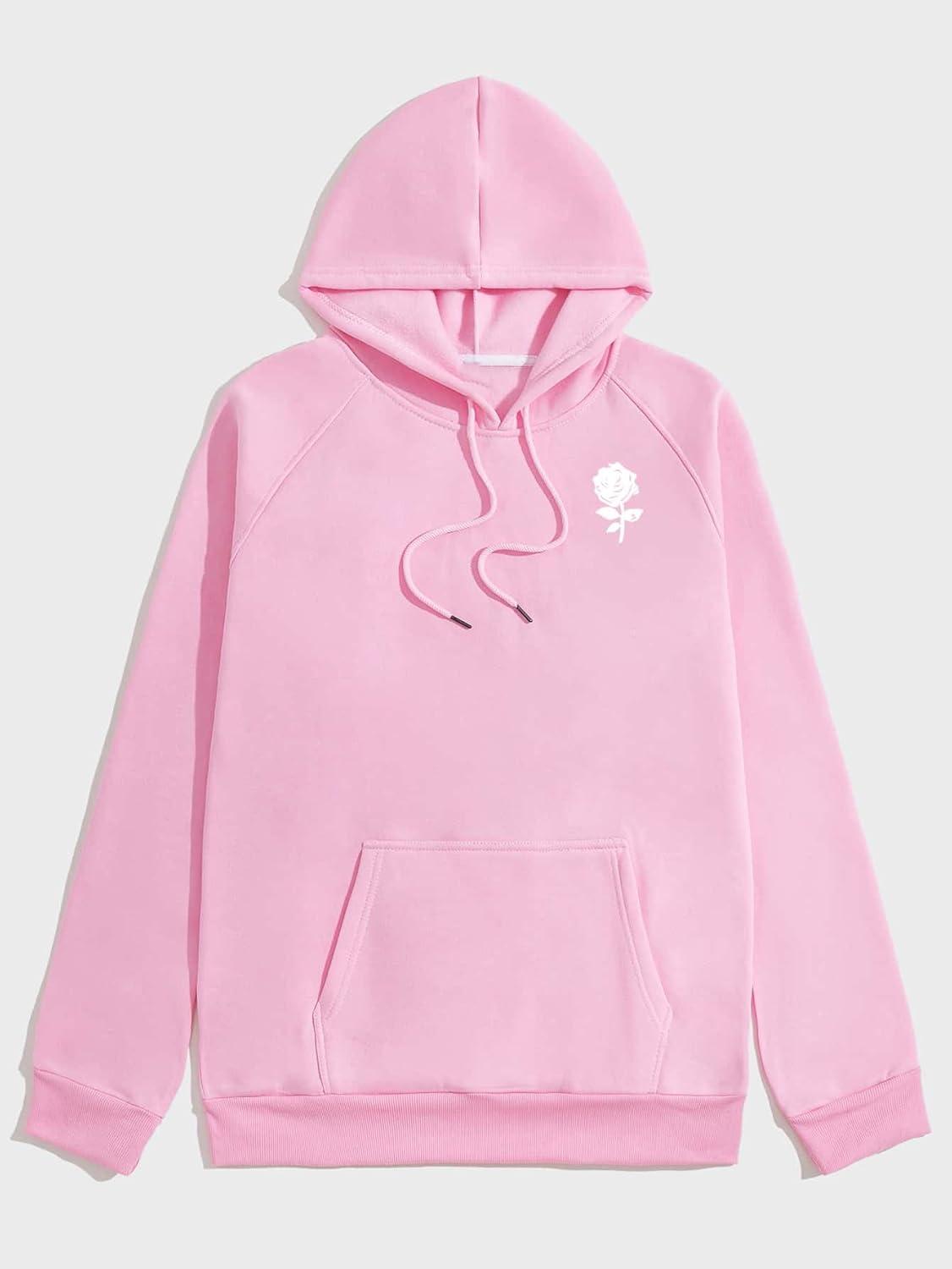 imageFloerns Mens Graphic Print Long Sleeve Drawstring Hoodie Pullover SweatshirtLight Pink