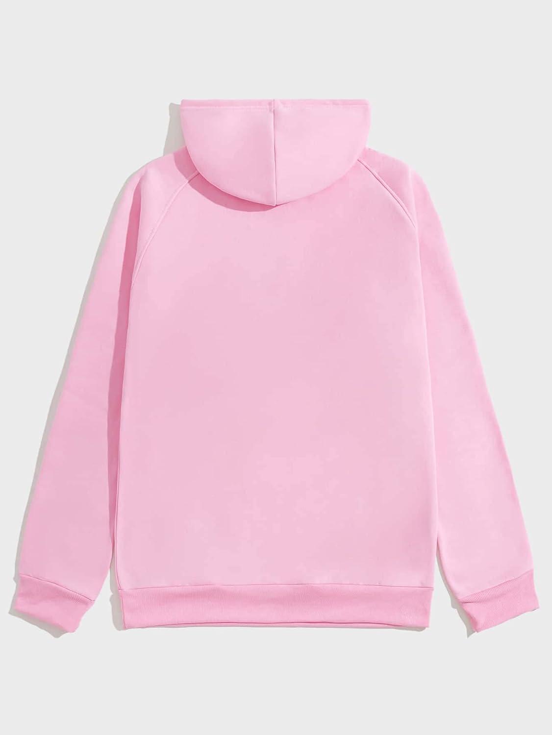 imageFloerns Mens Graphic Print Long Sleeve Drawstring Hoodie Pullover SweatshirtLight Pink