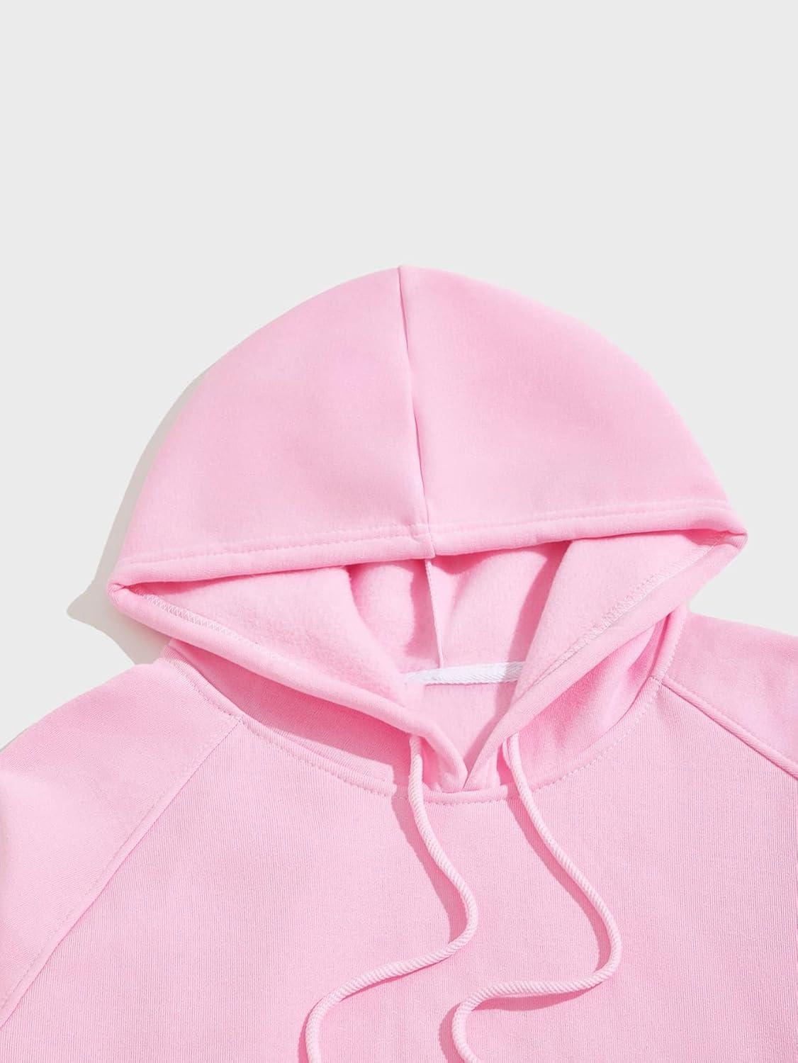 imageFloerns Mens Graphic Print Long Sleeve Drawstring Hoodie Pullover SweatshirtLight Pink