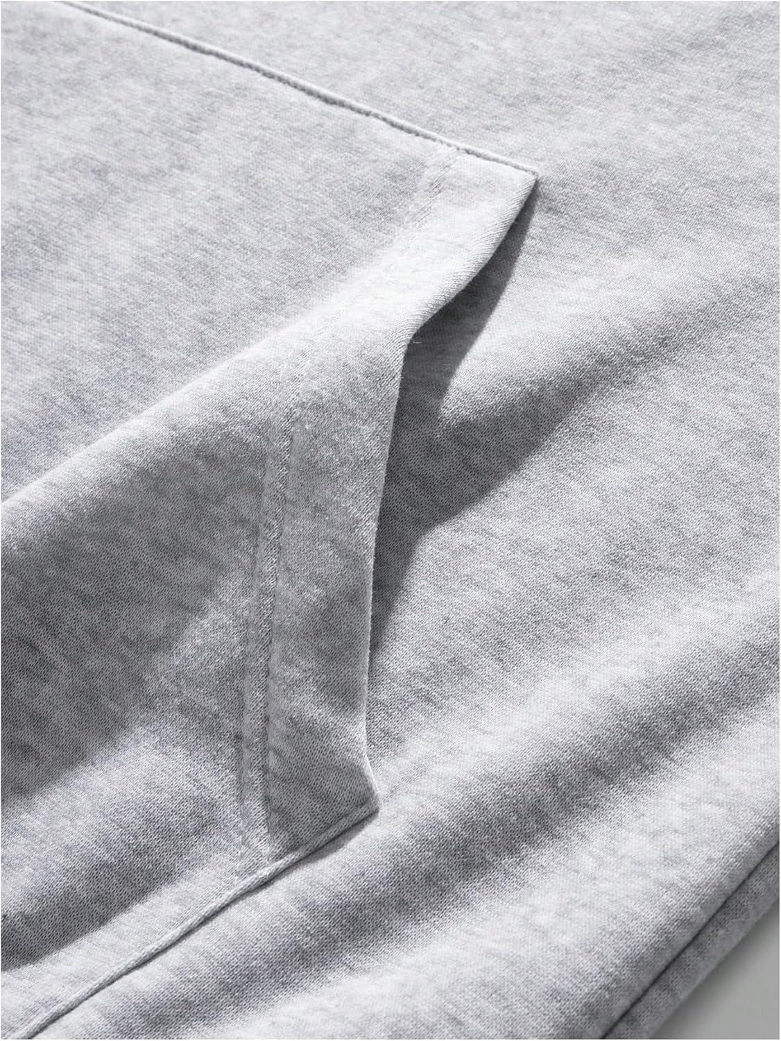 imageFloerns Mens Graphic Print Long Sleeve Drawstring Hoodie Pullover SweatshirtPale Grey