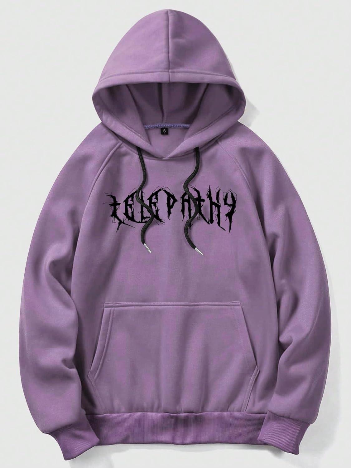 imageFloerns Mens Graphic Print Long Sleeve Drawstring Hoodie Pullover SweatshirtPurple Skeleton