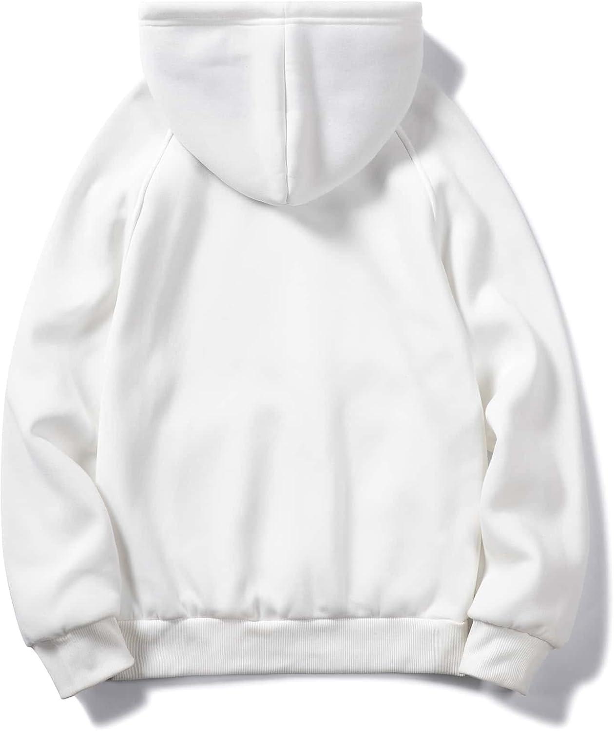 imageFloerns Mens Graphic Print Long Sleeve Drawstring Hoodie Pullover SweatshirtWhite