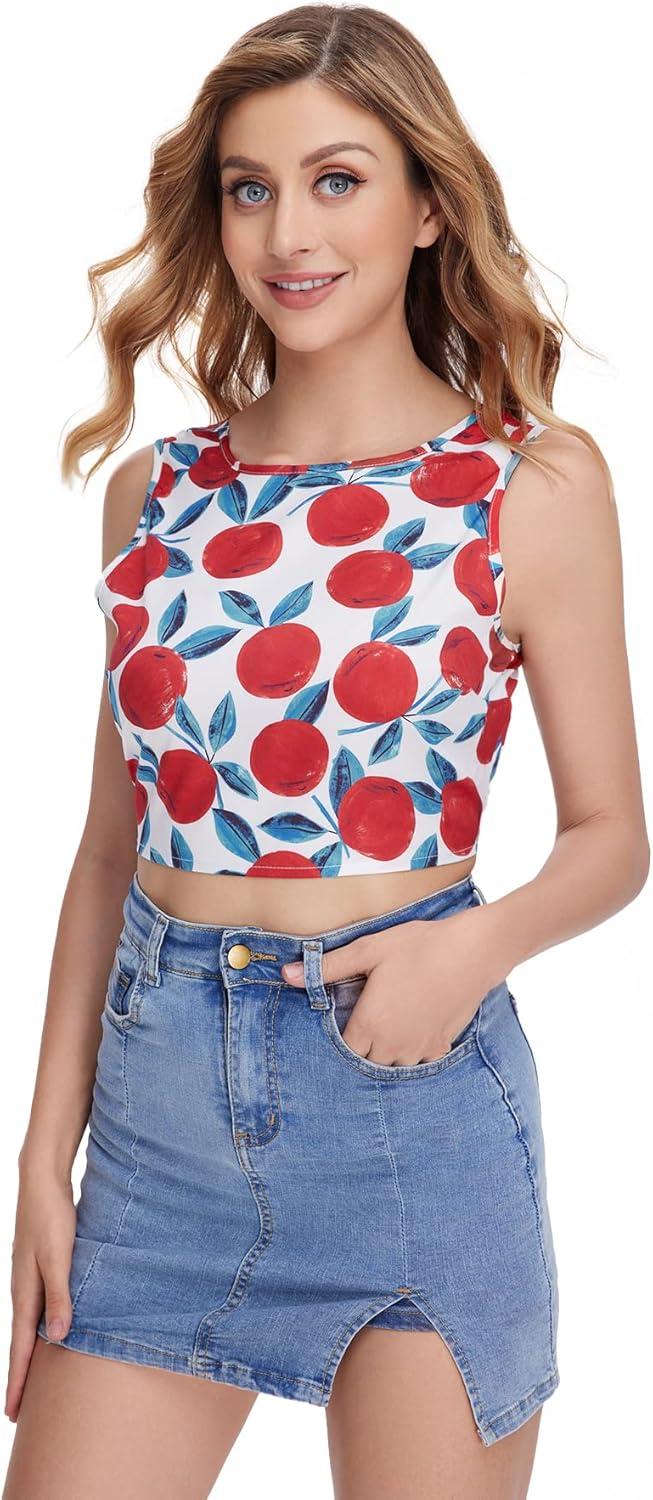 imageFloerns Womens Boho Sleeveless Backless Tie Back Allover Print Crop Tank TopsPeach Multi