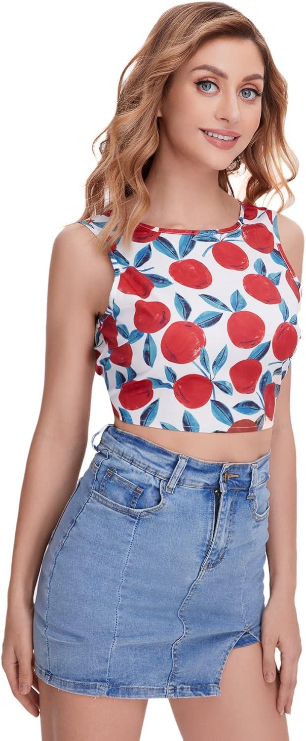 imageFloerns Womens Boho Sleeveless Backless Tie Back Allover Print Crop Tank TopsPeach Multi