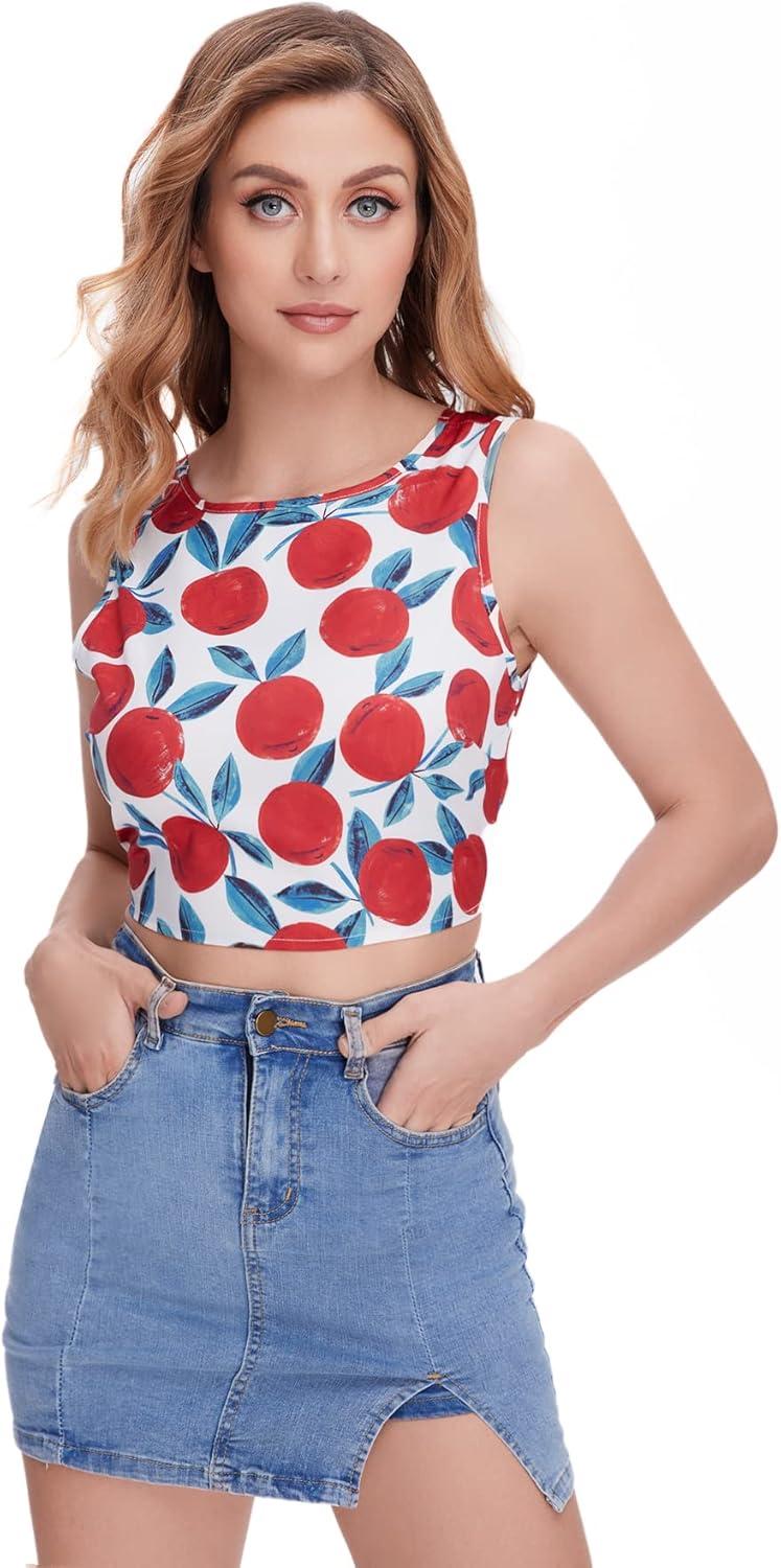 imageFloerns Womens Boho Sleeveless Backless Tie Back Allover Print Crop Tank TopsPeach Multi