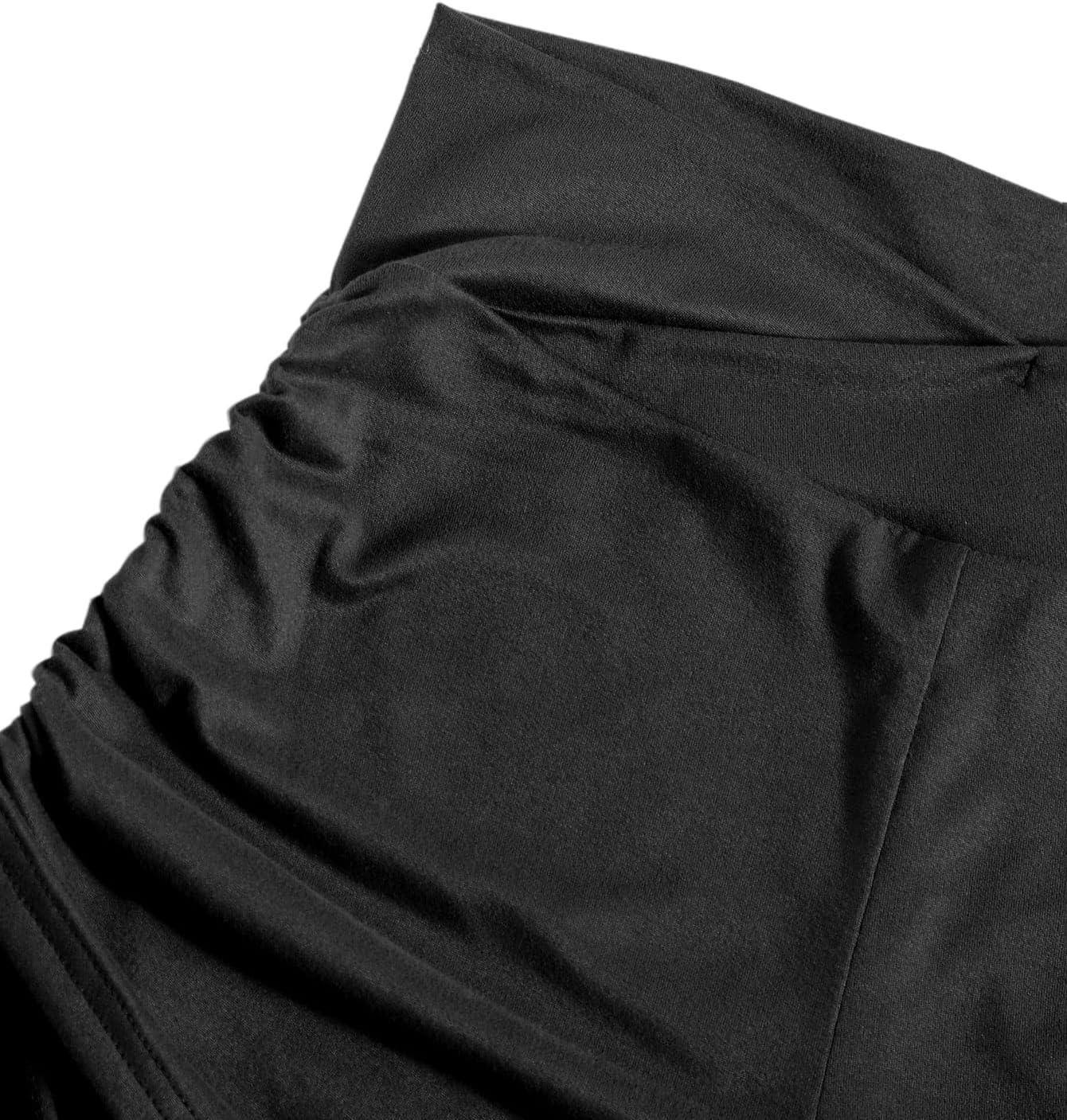 imageFloerns Womens Casual Elastic Waist Sports Shorts Drawstring Ruched Track ShortsBlack