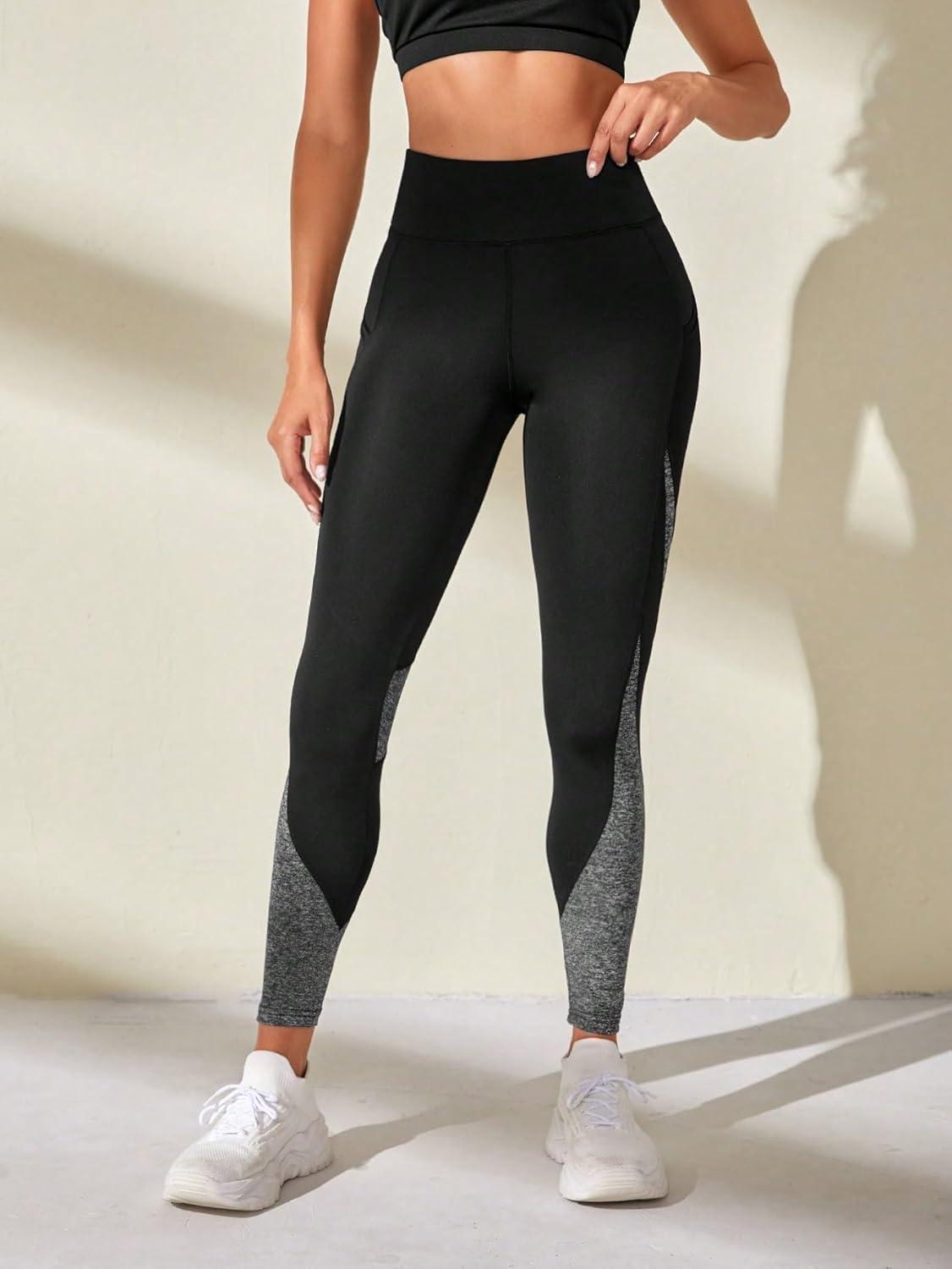 imageFloerns Womens Leopard Mesh High Waisted Tummy Control Squat Leggings with PocketBlack Grey Multi