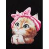 imageFloerns Girls 2 Piece Outfit Ruffle Trim Tee Top with Paperbag Waist Shorts SetBlack Cat
