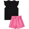 imageFloerns Girls 2 Piece Outfit Ruffle Trim Tee Top with Paperbag Waist Shorts SetBlack Cat