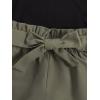 imageFloerns Girls 2 Piece Outfit Ruffle Trim Tee Top with Paperbag Waist Shorts SetBlack Green