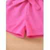 imageFloerns Girls 2 Piece Outfit Ruffle Trim Tee Top with Paperbag Waist Shorts SetBlack Heart Pink