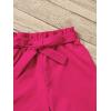 imageFloerns Girls 2 Piece Outfit Ruffle Trim Tee Top with Paperbag Waist Shorts SetBlack Rose Red