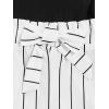imageFloerns Girls 2 Piece Outfit Ruffle Trim Tee Top with Paperbag Waist Shorts SetBlack Striped