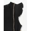 imageFloerns Girls 2 Piece Outfit Ruffle Trim Tee Top with Paperbag Waist Shorts SetBlack and Beige