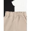imageFloerns Girls 2 Piece Outfit Ruffle Trim Tee Top with Paperbag Waist Shorts SetBlack and Beige