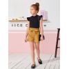 imageFloerns Girls 2 Piece Outfit Ruffle Trim Tee Top with Paperbag Waist Shorts SetBlack and Yellow