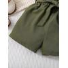 imageFloerns Girls 2 Piece Outfit Ruffle Trim Tee Top with Paperbag Waist Shorts SetGreen and Black