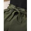 imageFloerns Girls 2 Piece Outfit Ruffle Trim Tee Top with Paperbag Waist Shorts SetGreen and Black