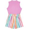 imageFloerns Girls 2 Piece Outfit Ruffle Trim Tee Top with Paperbag Waist Shorts SetPink Multi