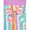 imageFloerns Girls 2 Piece Outfit Ruffle Trim Tee Top with Paperbag Waist Shorts SetPink Multi