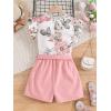 imageFloerns Girls 2 Piece Outfit Ruffle Trim Tee Top with Paperbag Waist Shorts SetWhite Floral Multi