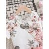 imageFloerns Girls 2 Piece Outfit Ruffle Trim Tee Top with Paperbag Waist Shorts SetWhite Floral Multi