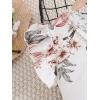 imageFloerns Girls 2 Piece Outfit Ruffle Trim Tee Top with Paperbag Waist Shorts SetWhite Floral Multi