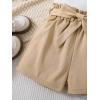 imageFloerns Girls 2 Piece Outfit Ruffle Trim Tee Top with Paperbag Waist Shorts SetWhite and Khaki