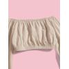 imageFloerns Girls Off The Shoulder Flounce Long Sleeve Ruched Blouse Crop TopsApricot
