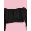 imageFloerns Girls Off The Shoulder Flounce Long Sleeve Ruched Blouse Crop TopsBlack